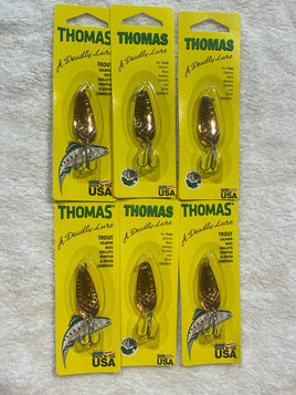 (6) Thomas Lures  LIttle Tiger 1/4 oz Copper Gold - Trout (loc#2)